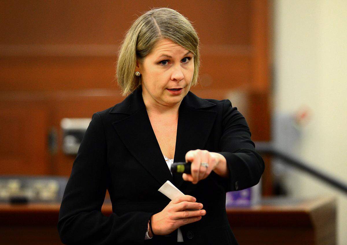 Assistant District Attorney Kristen Northrup presents her closing argument to the jury in the trial of Kevin Olsen.