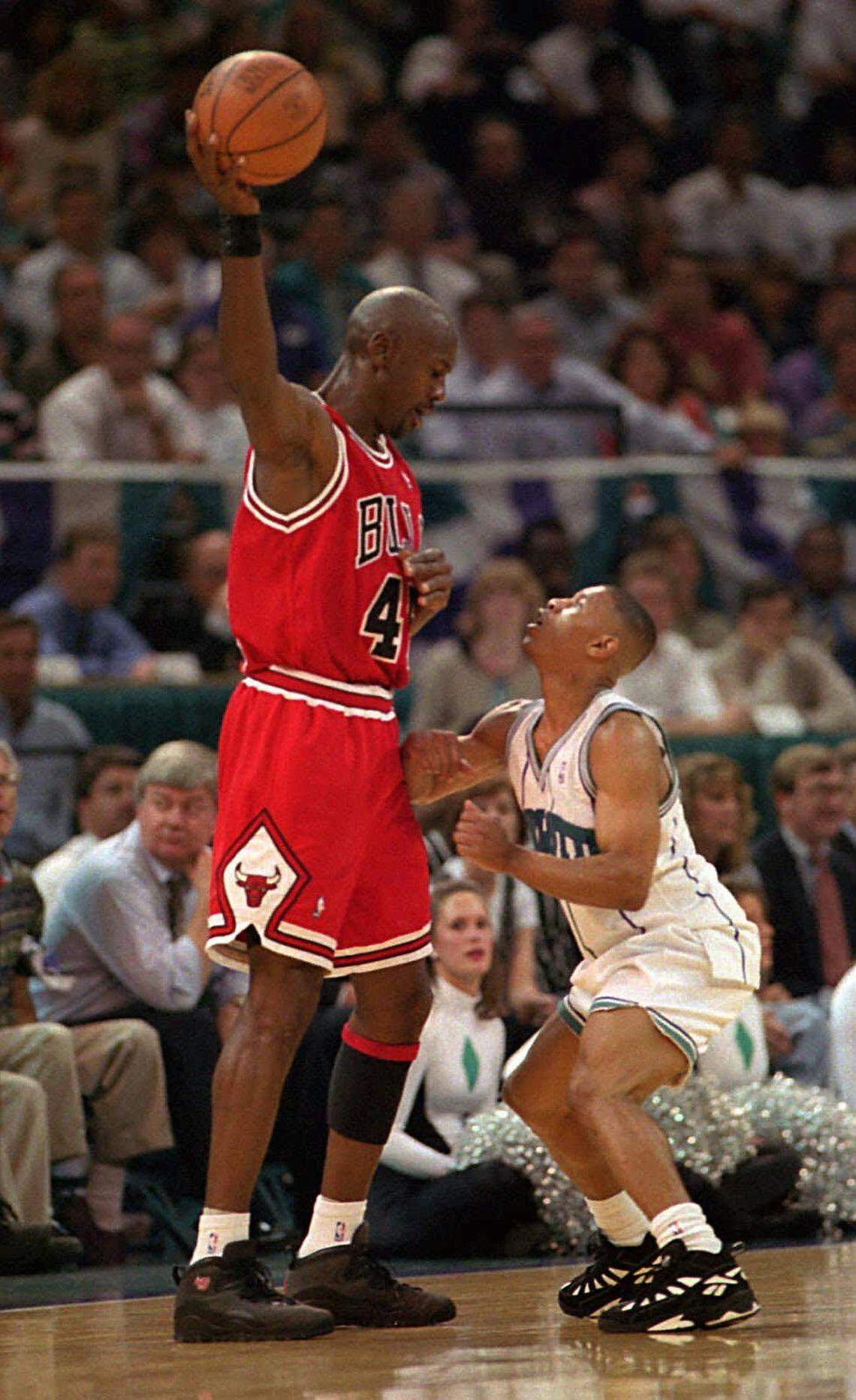 As a player, Michael Jordan (left) owned the Charlotte Hornets and everyone else. As an owner, his Hornets have been mired in mediocrity for the past two decades.