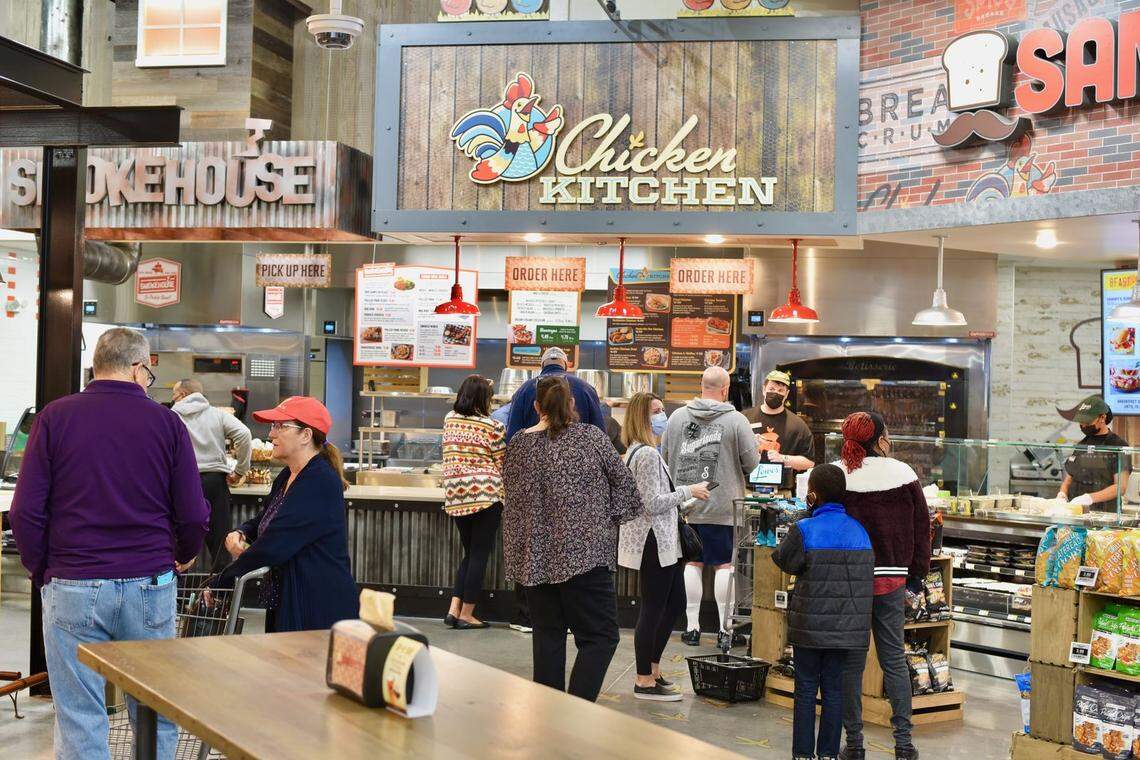 Lowes Foods, based in Winston-Salem, opened its “first-of-its-kind” store Feb. 18 with entertainment area and food hall at 14021 Boren St. in Huntersville.