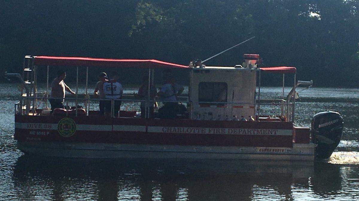 A Charlotte Fire Department dive team and other first responders searched for a drowning victim in Lake Wylie Sunday. His body was found around 11 a.m., the fire department said.