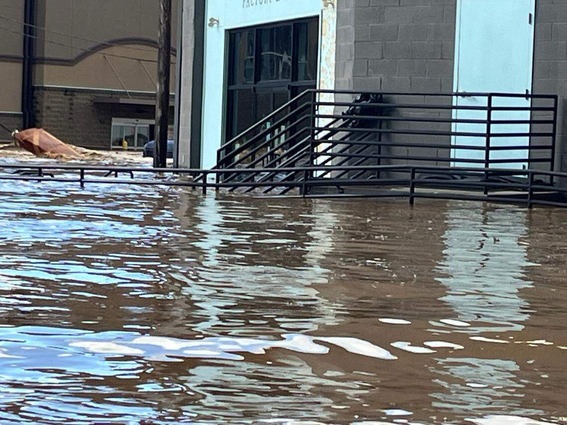 At French Broad Chocolate Factory & Cafe, Hurricane Helene caused flooding outside of the shop, and it was left without water and power.