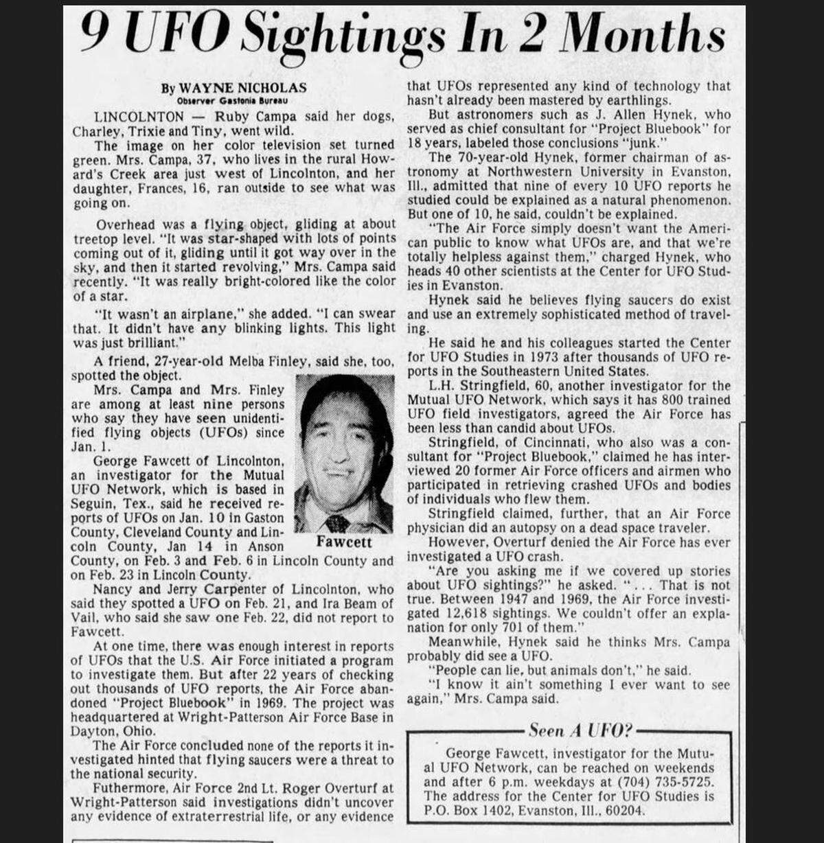 Article in The Charlotte Observer from March 9, 1981