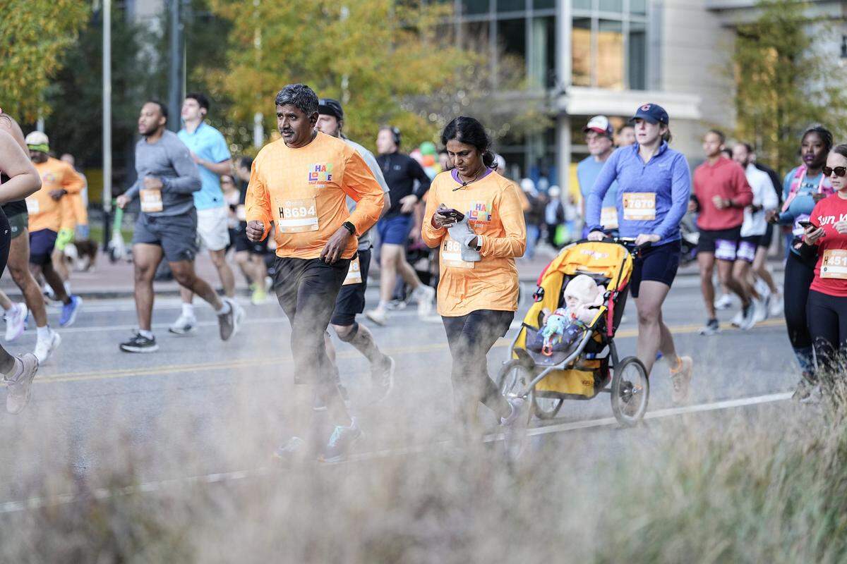 Participants compete in the Novant Health Charlotte Marathon Saturday, Nov. 15, 2025, in Charlotte, N.C.
