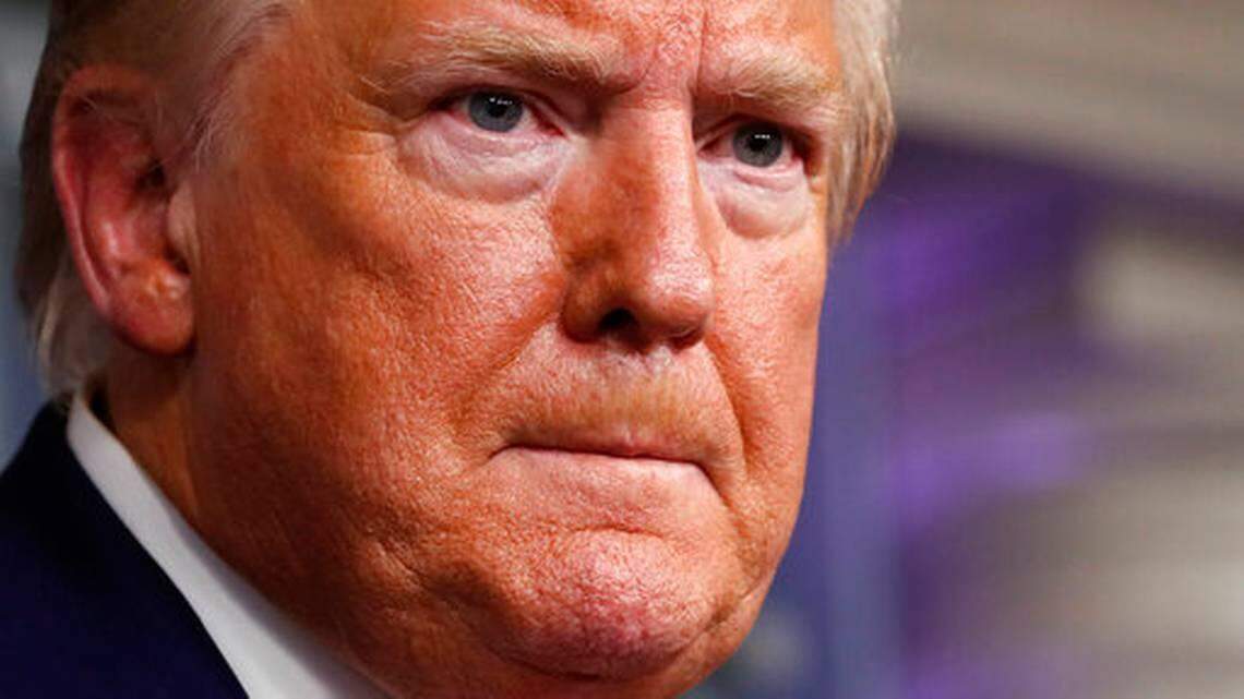 President Donald Trump speaks about the coronavirus in the press briefing room at the White House on April 6. The next day he removed Glenn Fine, the inspector general tapped to oversee the $2.2 trillion coronavirus economic relief package.