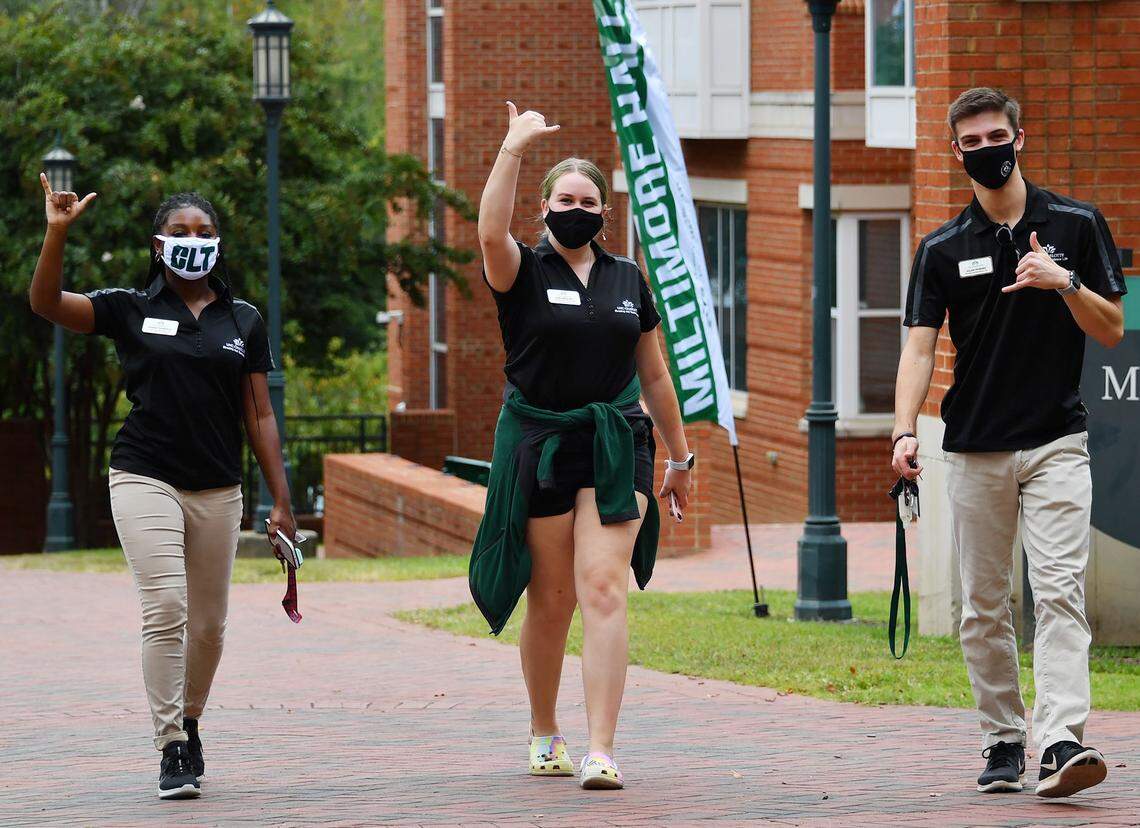 UNC Charlotte students arrive on campus in the days before the Oct. 1, 2020, start of fall classes in buildings for some academic disciplines.