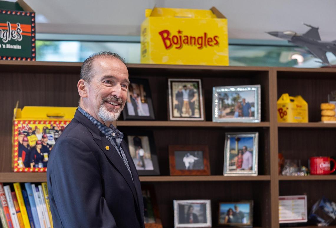Bojangles CEO Jose Armario gives a tour of his office June 24, 2025, before the grand opening of the Bojangles Support Center in Charlotte.