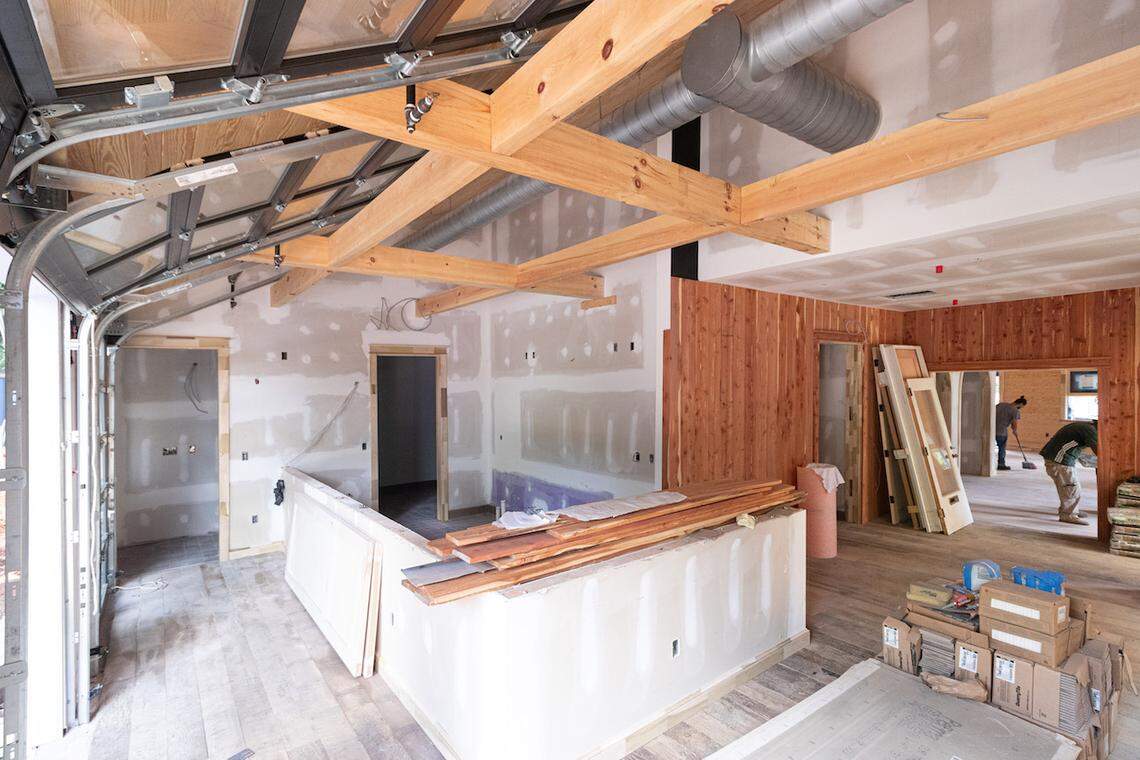 The Goodyear House in July 2019, mid-transformation.