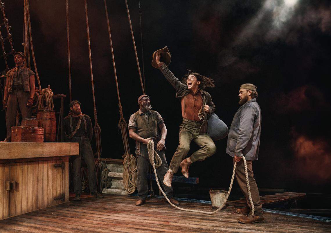 Adrian Blake Enscoe in a scene from “Swept Away,” which opened on Broadway Nov. 19.
