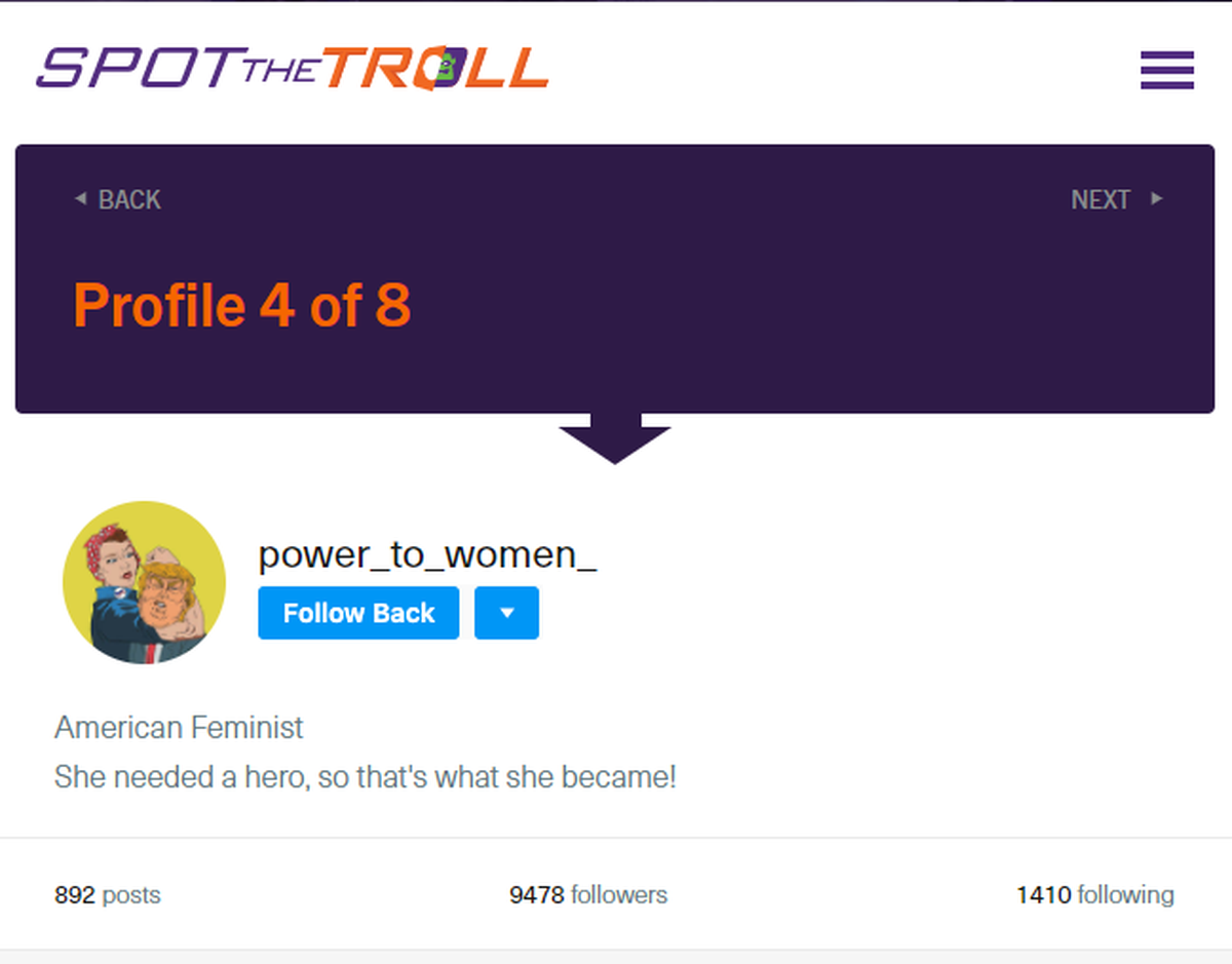 Is this Instagram account from a real U.S. organization or a Russian troll? You have to take the new online quiz, “Spot the Troll,” to find out.