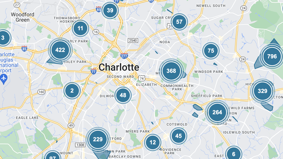 Over 11,600 homes without power in Charlotte, Mecklenburg Friday night