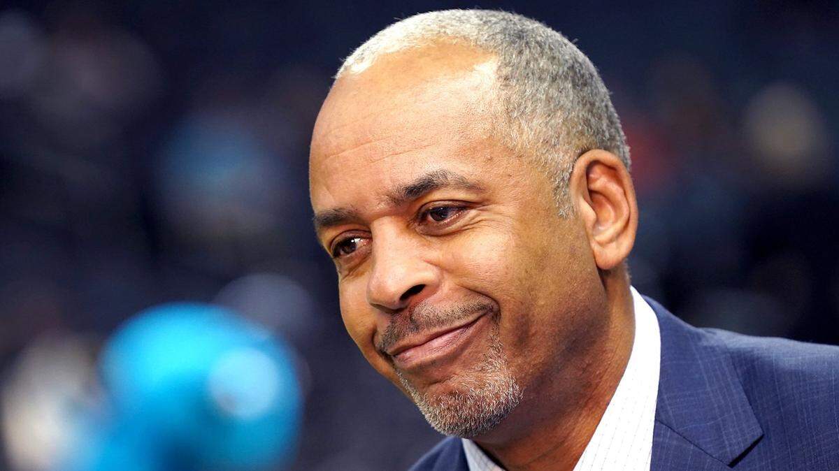 Former Charlotte Hornet guard Dell Curry waits to speak during a pregame show for the Charlotte Hornets on Tuesday, February 5, 2019 at Spectrum Center in Charlotte, NC.