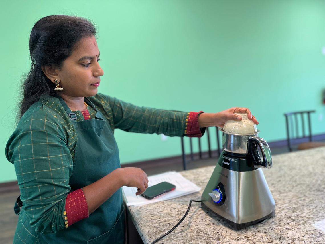 Santhoshi Radhakrishnan uses a high-speed blender from India to make the garlic and ginger paste for her recipes. She mixes two parts unpeeled garlic cloves with one part peeled ginger and blends the two into a thick paste. If you don’t have a high-speed blender or are looking for a shortcut, you can buy pre-prepared pastes.