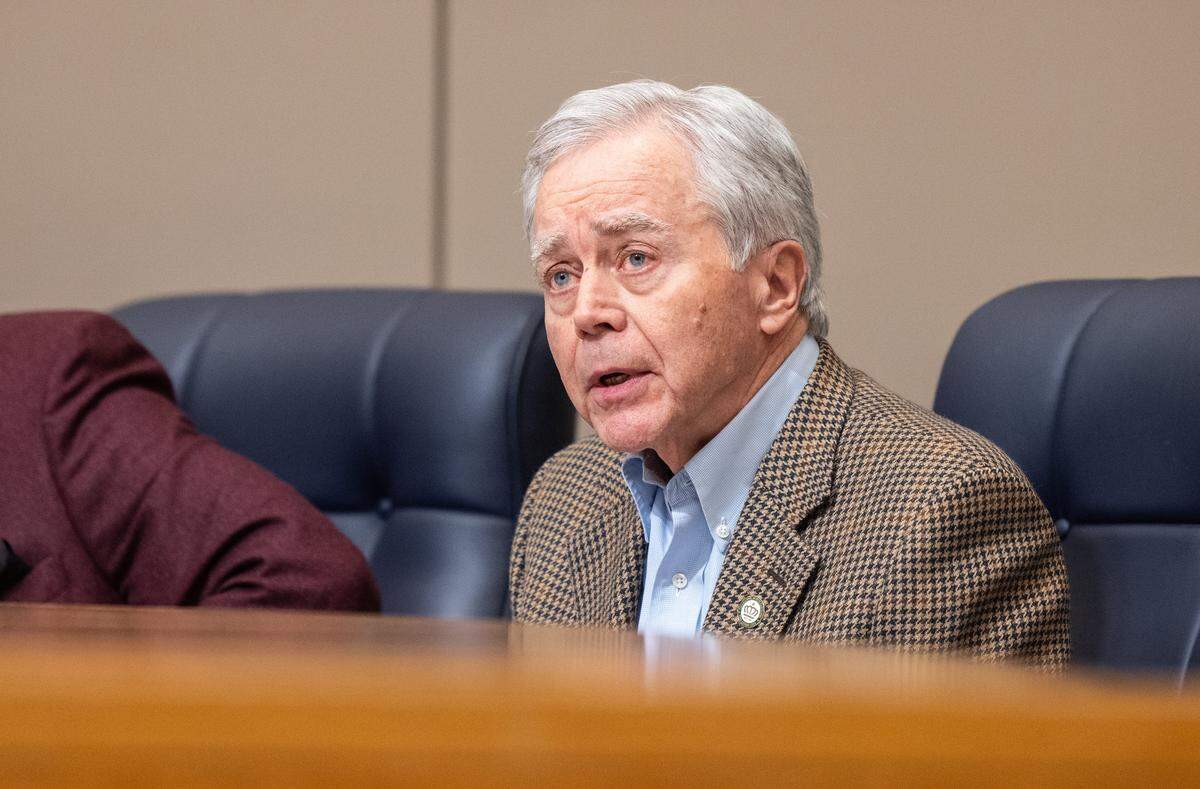 Councilman Ed Driggs speaks during the City Council meeting at the Charlotte-Mecklenburg Government Center in Charlotte, N.C., on Monday, February 23, 2026.