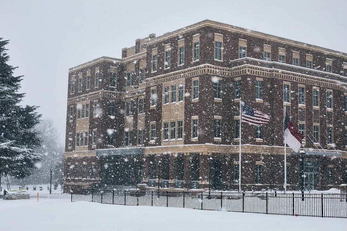 A reader-submitted photo of snow falling in Huntersville, NC on Saturday, January 31, 2026.