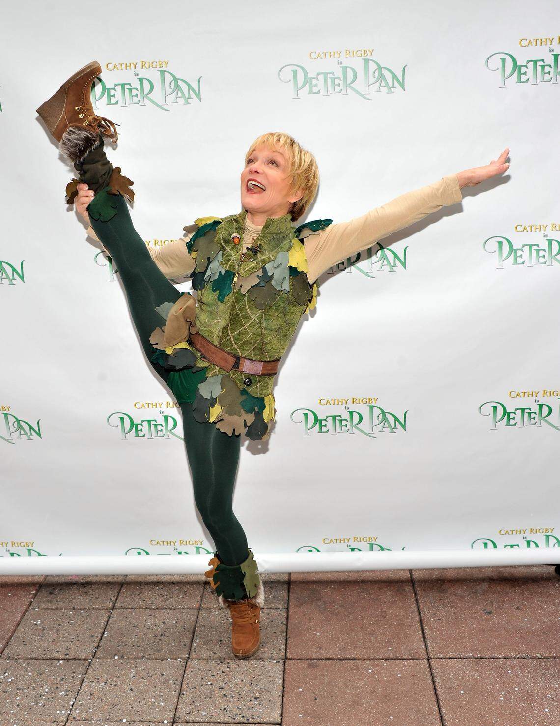 NEW YORK, NY - OCTOBER 24:  Actress/former gymnast Cathy Rigby poses for a photo as Peter Pan for the Garden of Dreams Foundation at the Plaza at Madison Square Garden on October 24, 2011 in New York City.  (Photo by Stephen Lovekin/Getty Images)