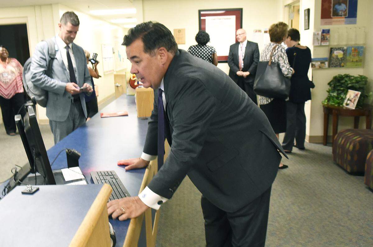 As part of Charlotte-Mecklenburg Schools’ push for safer schools, all visitors -- including Superintendent Clayton Wilcox -- have to sign in with the LobbyGuard security system this school year.