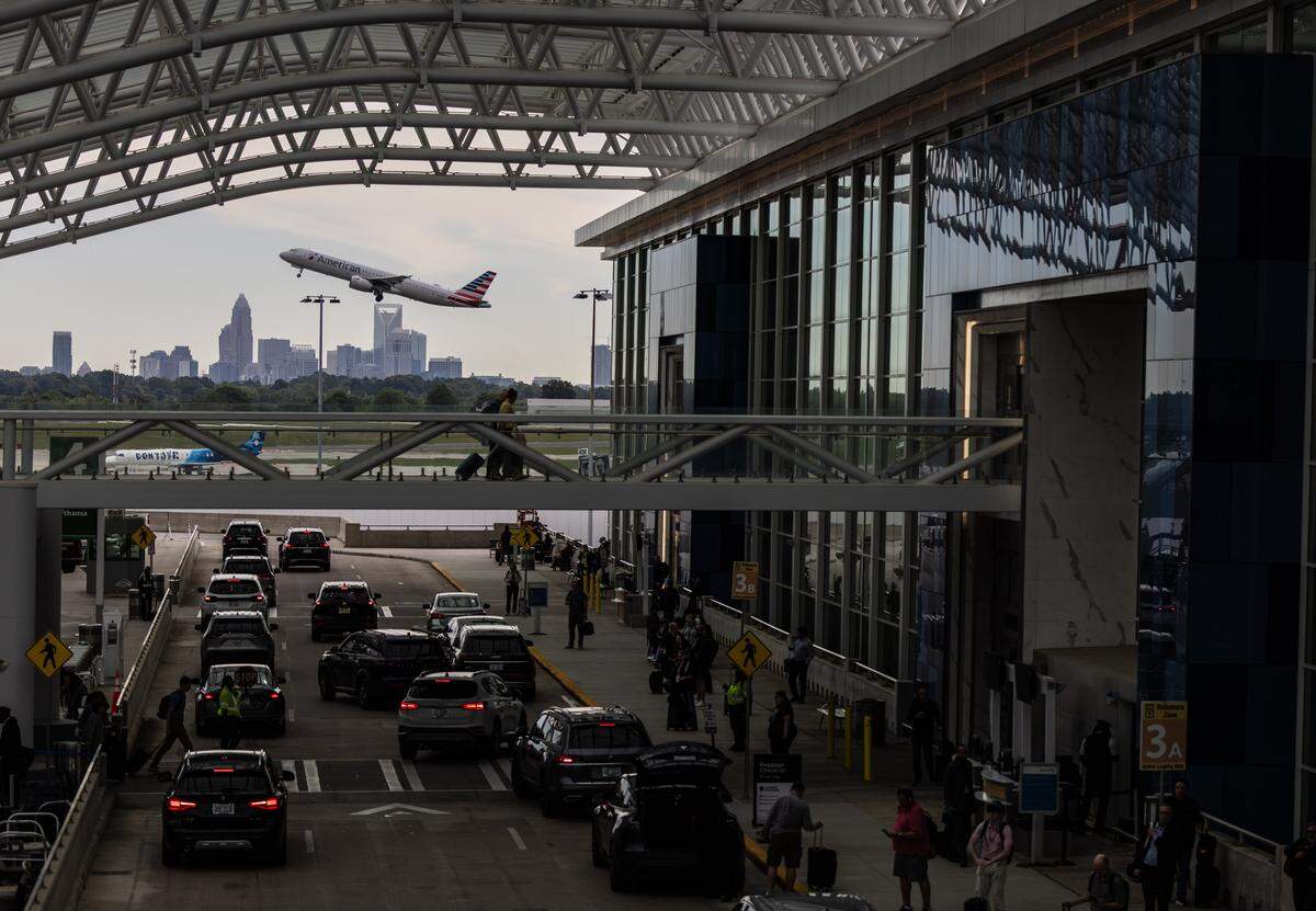 The view from the terminal bridge at the Charlotte Douglas International Airport in Charlotte, N.C., on Thursday, May 7, 2025.