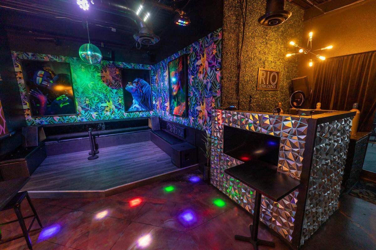 The DJ booth at Rio Ultra Lounge.