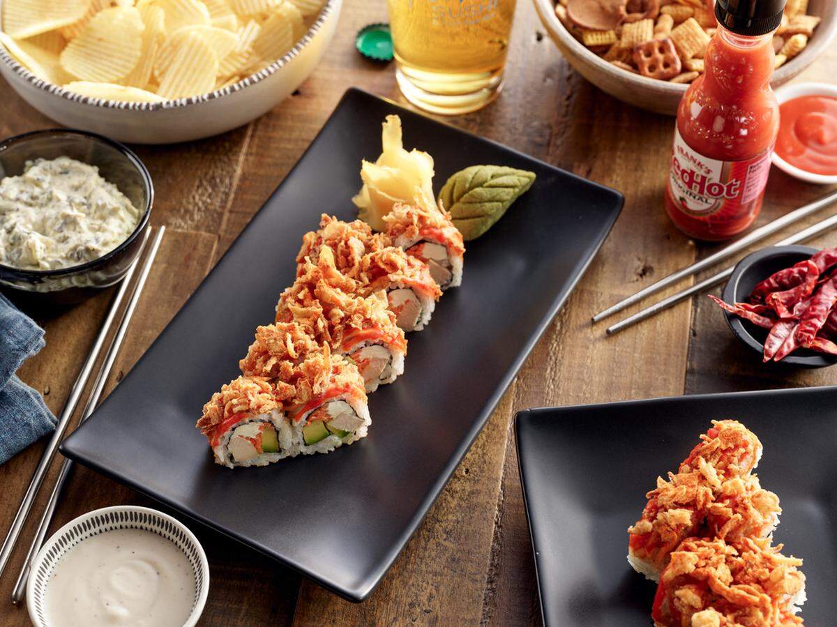 Charlotte-based Hissho Sushi has created a Crunchy Buffalo Chicken Roll with Frank’s RedHot.