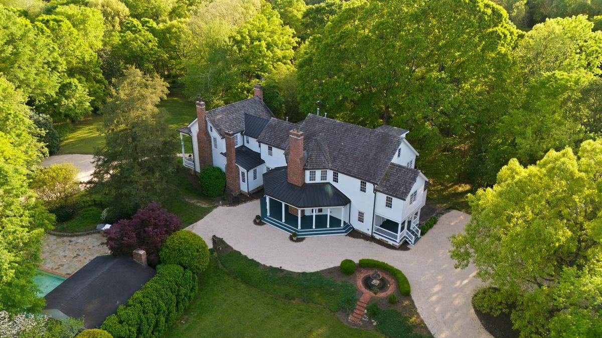 An aerial view of the historic William Lee House, which has been listed on the market for $4.2 million.