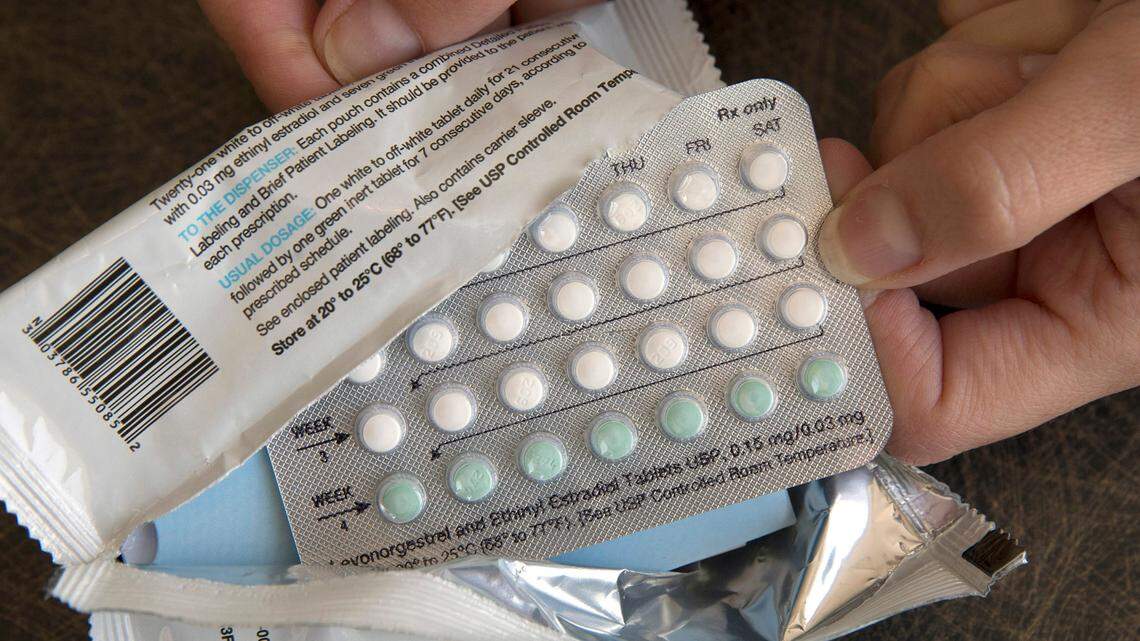 In this Aug. 26, 2016, file photo, a one-month dosage of hormonal birth control pills is displayed in Sacramento, Calif.
