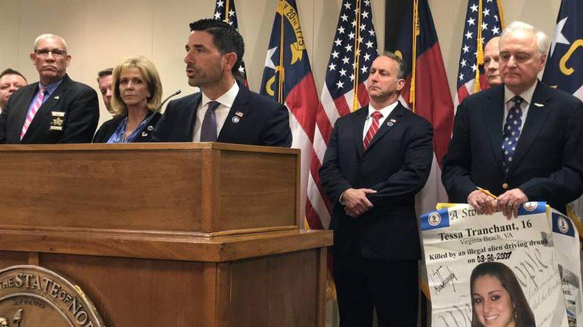 Chad Wolf, acting Department of Homeland Security director for DHS secretary, speaks in Raleigh in November 2019. Wolf and. his agency have been sued by a Charlotte woman who says she was denied a visa for victims of human trafficking then lined up for possible deportation.