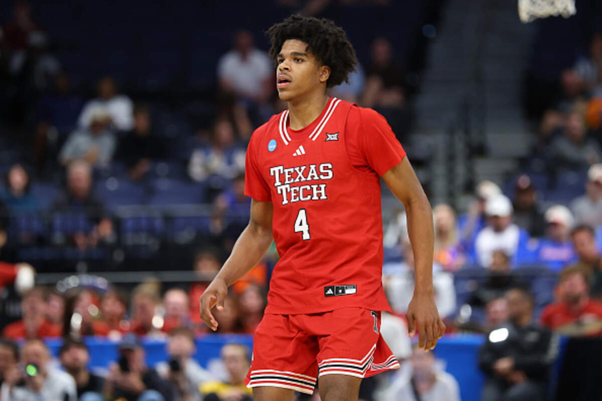 Christian Anderson of the Texas Tech Red Raiders looks on against the Alabama Crimson Tide during the second half in the second round of the 2026 NCAA Men's Basketball Tournament.