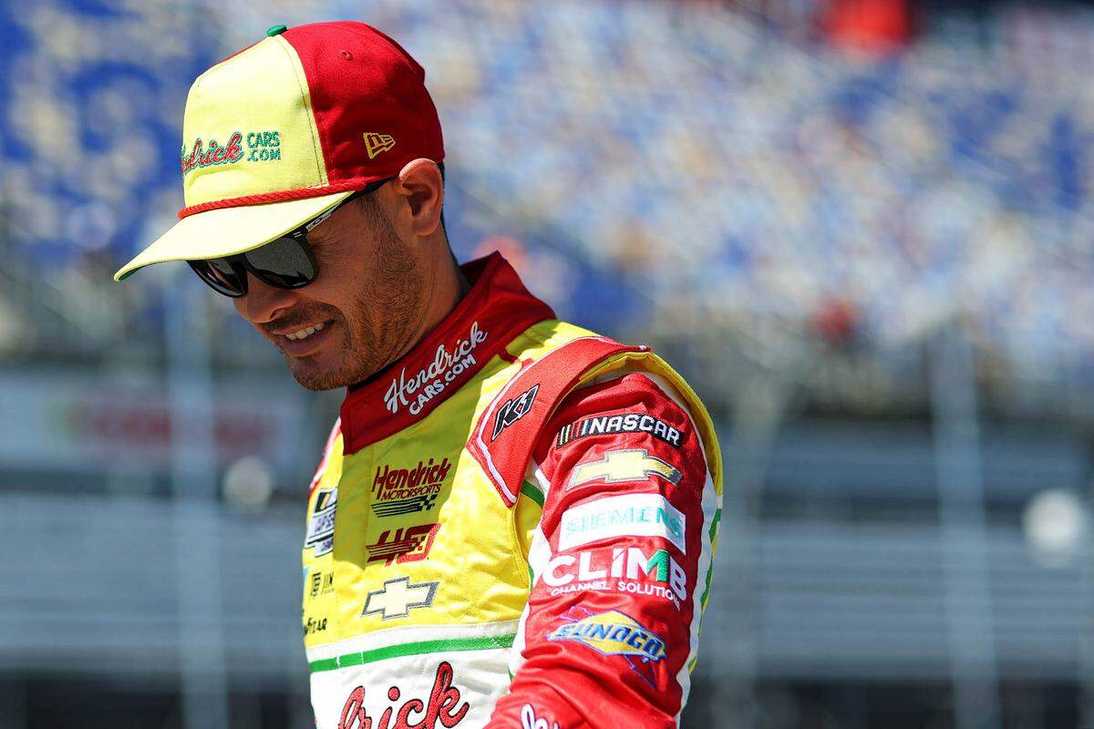 Kyle Larson in his throwback Hendrick Cars fire suit during practice on Saturday in Darlington, S.C., for Sunday’s Goodyear 400 at Darlington Raceway.