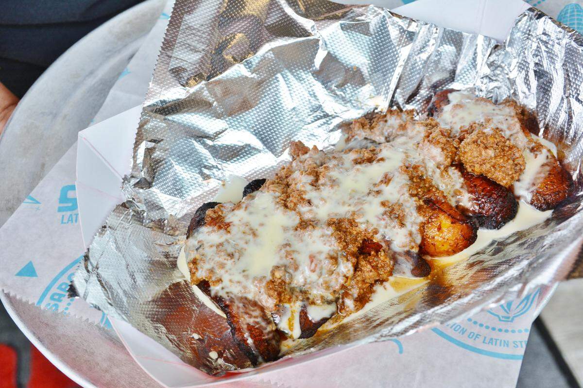 Plantains, add ground beef and queso, from Sabor’s secret menu.