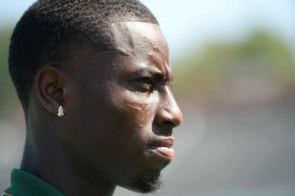 Dontae Balfour is a sophomore transfer defensive back for the Charlotte 49ers football team. Photos were made during the 49ers media day on Tuesday, August 15, 2023.