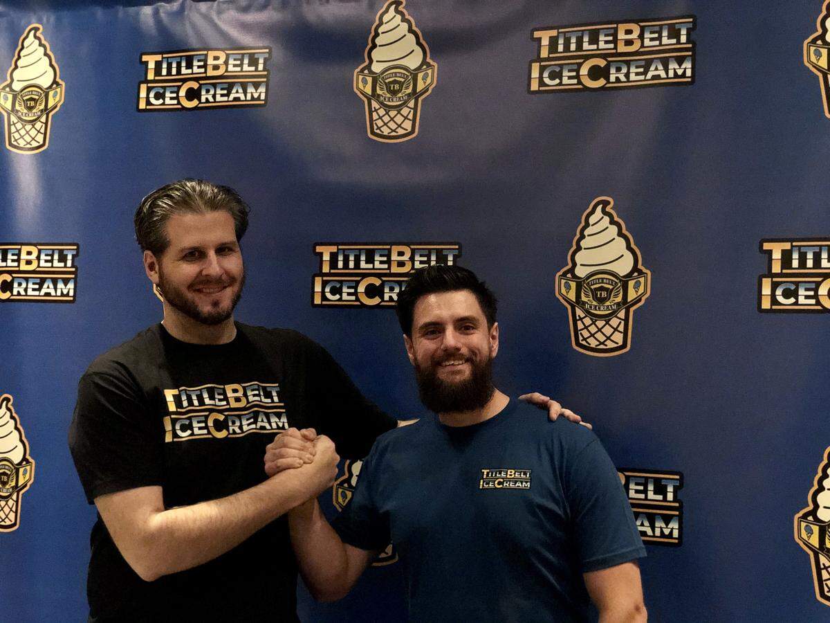Adam Duke, left, and Matthew Martin, right, teamed up to create Title Belt Ice Cream.