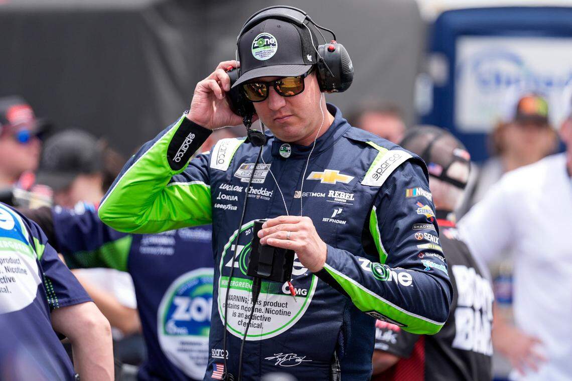 May 24, 2025; Concord, North Carolina, USA; NASCAR Cup Series driver Kyle Busch (8) during qualifying at Charlotte Motor Speedway.