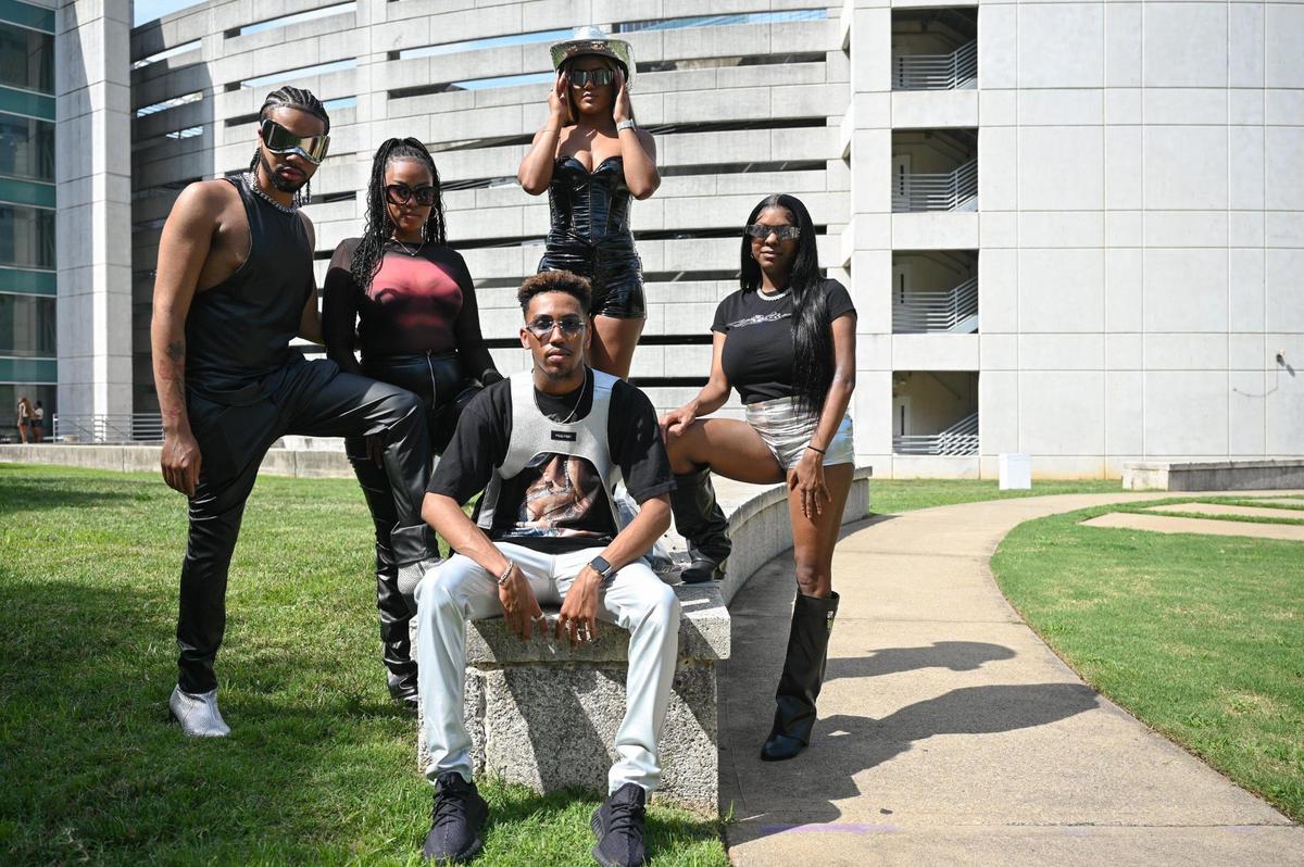 Friends pose as they wait to see Beyonce tonight at Bank of America Stadium on Wednesday, August 9, 2023 in Charlotte, NC.