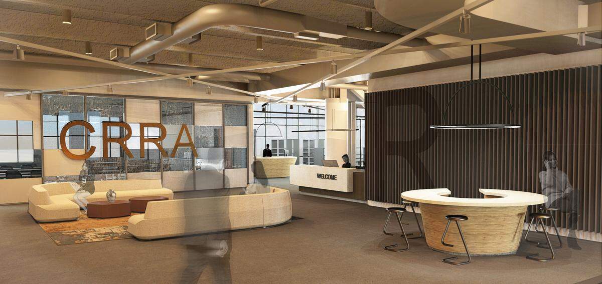 A rendering of the lobby of the new Charlotte Regional Realtor Association building.