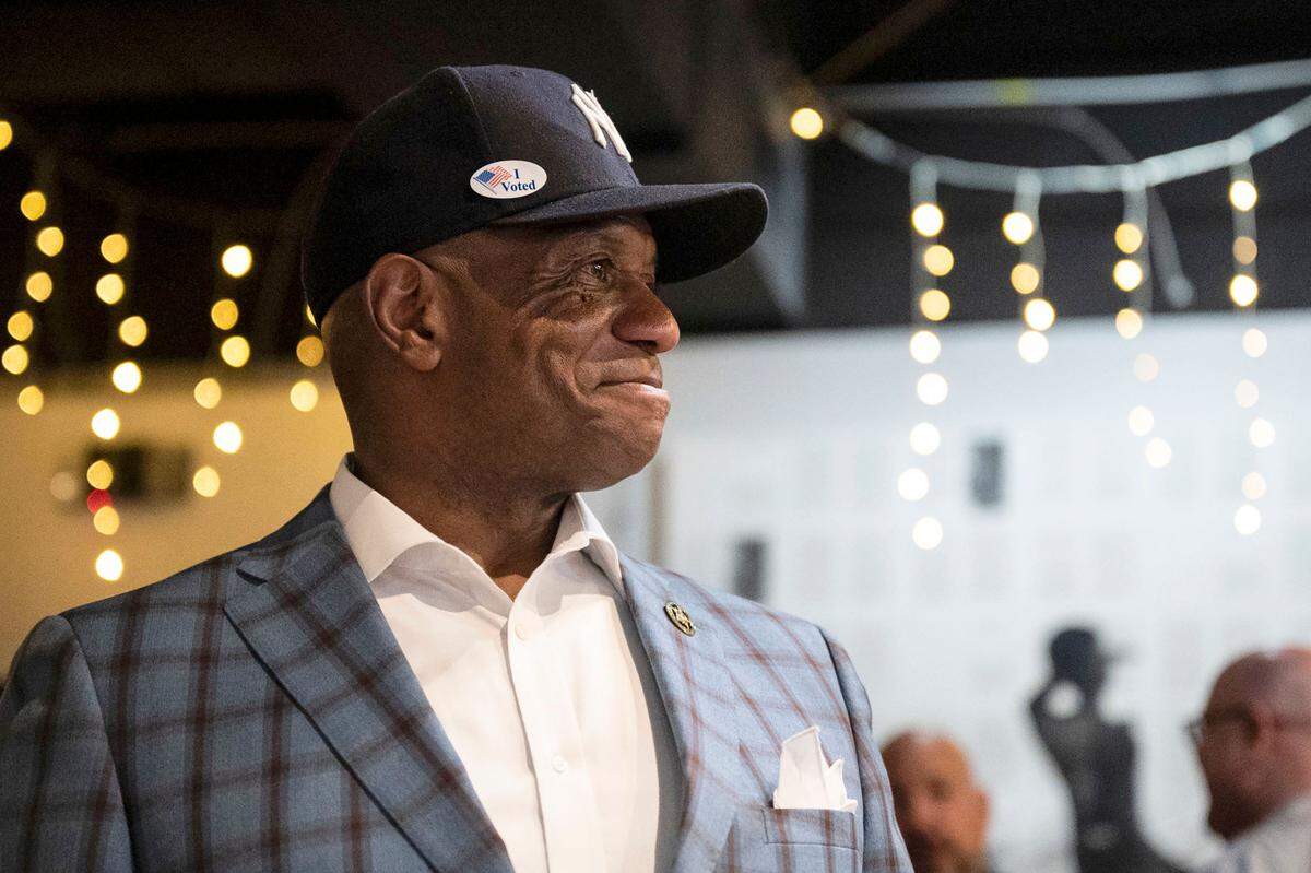 Incumbent Mecklenburg Sheriff Garry McFadden smiles during the Black Political Caucus’ watch party at Studio 229 on Tuesday, May 17, 2022 in Charlotte.