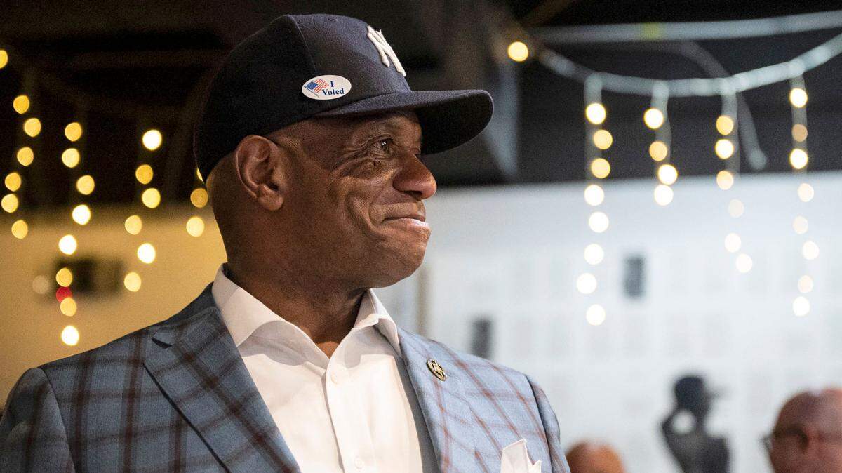 Incumbent Mecklenburg Sheriff Garry McFadden smiles during the Black Political Caucus’ watch party at Studio 229 on Tuesday, May 17, 2022 in Charlotte.
