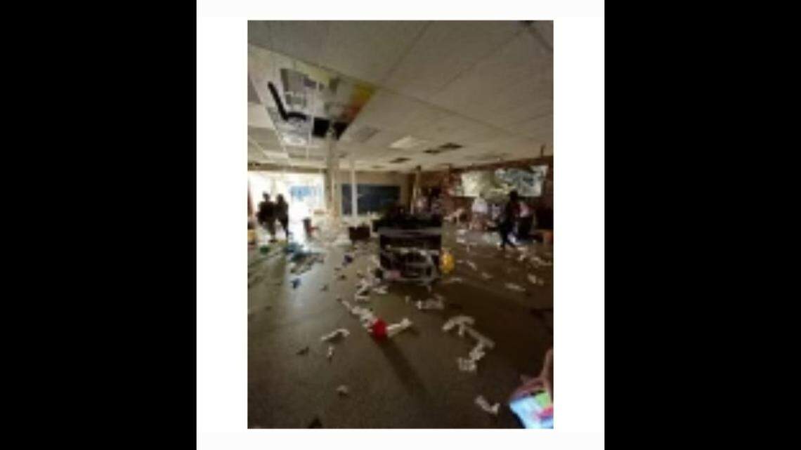 Hallways were littered with various items during a senior prank that got out of control at Burns High School in Cleveland County NC on May 18, 2023.