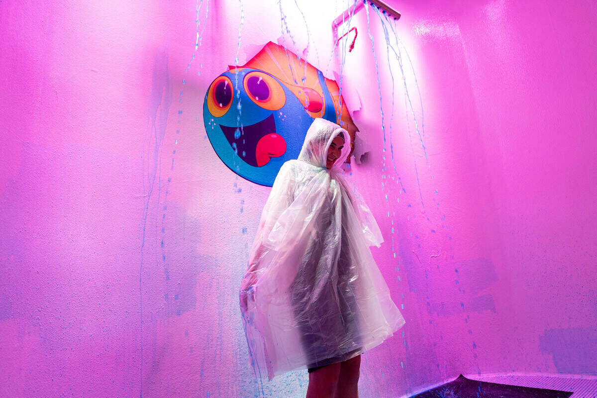 Claire Harutunian is slimed at the Sloomoo Institute on Wednesday, June 8, 2026.