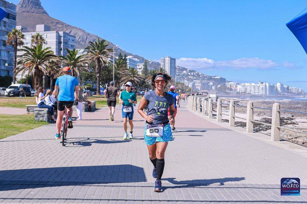 Smita Warrier during the World Marathon Challenge race in Cape Town, South Africa.