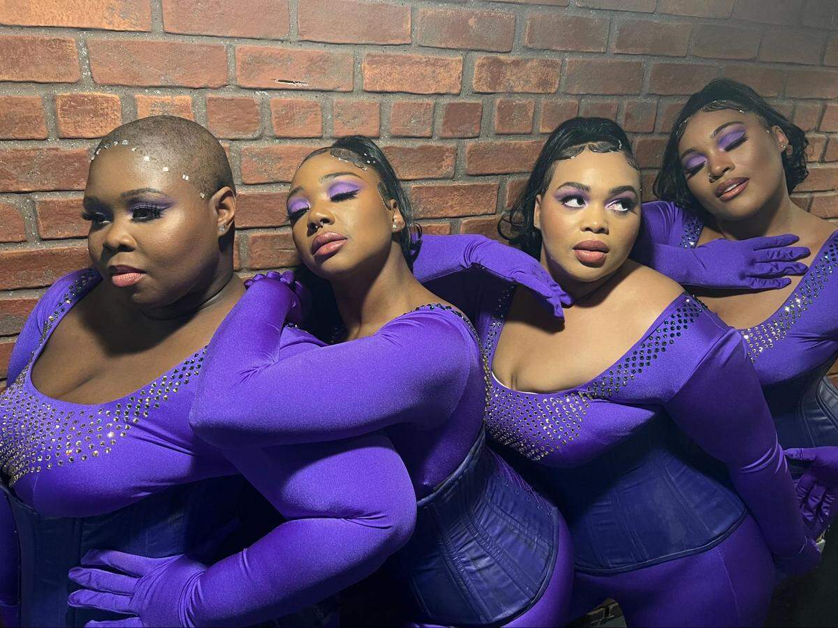 Charity Holloway and other dancers wait backstage during “Saturday Night Live.”