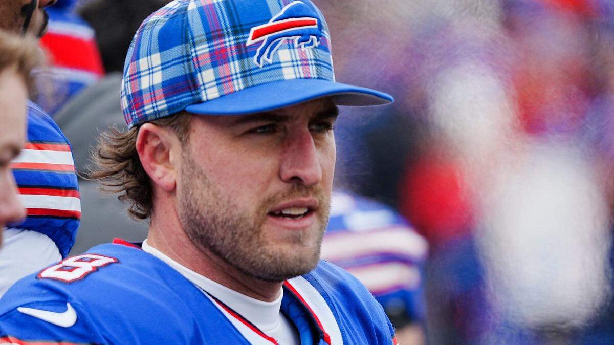 Buffalo Bills punter Sam Martin during the first half of the Buffalo Bills wild card game against the Denver Broncos at Highmark Stadium in Orchard Park on Jan. 12, 2025.