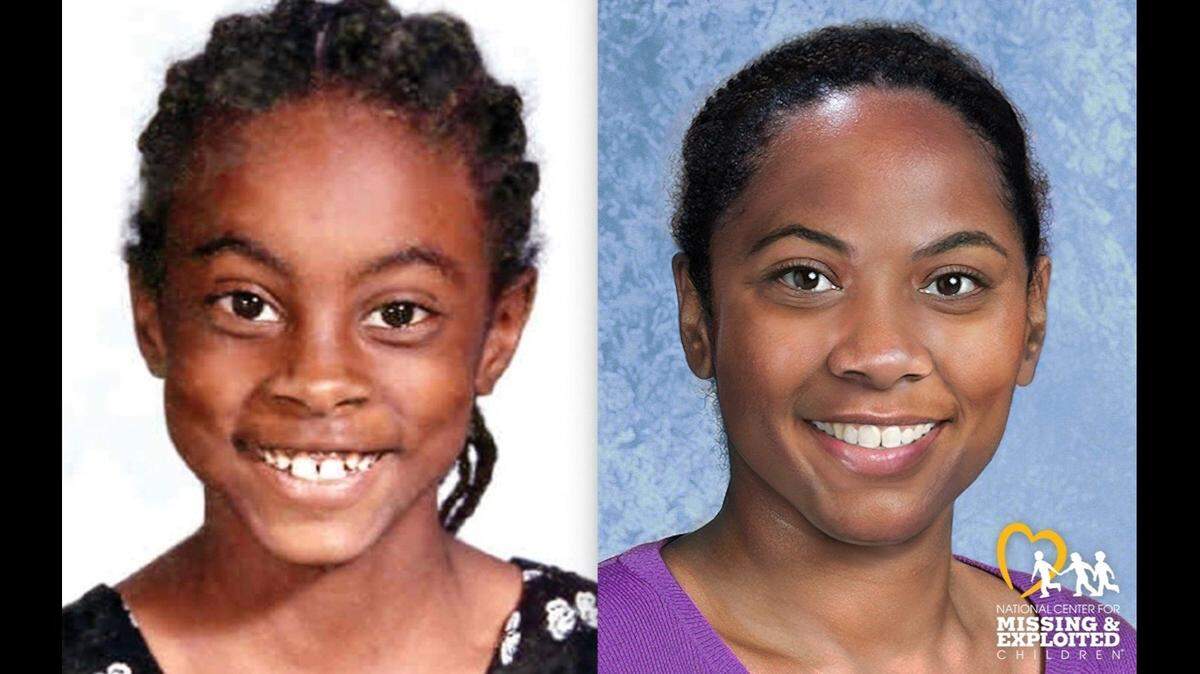 Asha Degree disappeared from her bedroom on Feb. 14, 2000. She was 9 years old. The case remains open as an FBI investigation. The image on the right is an age-progressed photo of how Asha might have looked in 2020.