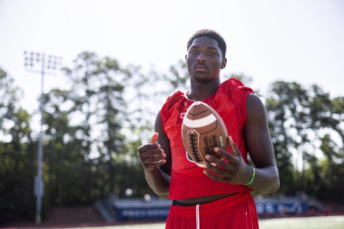 Kendre Harrison poses for a portrait at Providence Day High School in Charlotte, N.C., on Friday, August 2, 2024.