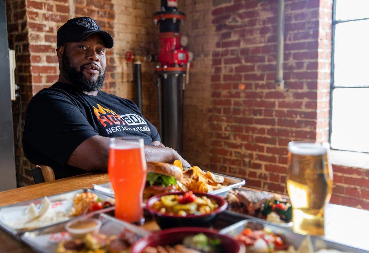 Chef Mike Bowling of Hot Box Next Level Kitchen, inside Southern Strain Brewing Co. in Concord.