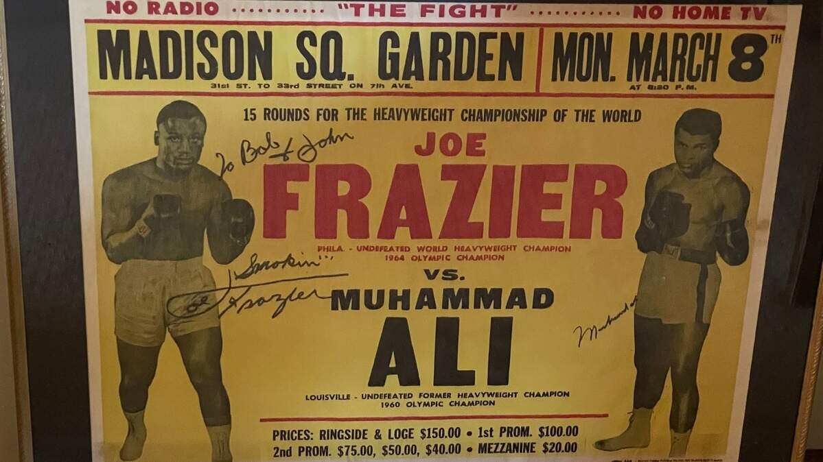 On March 8, 1971, Muhammad Ali and Joe Frazier faced off for the world heavyweight championship in New York. John Allbert, then 11 years old and a future Charlotte doctor, persuaded his father to take him to the fight and, 30 years later, got the poster signed by both fighters.
