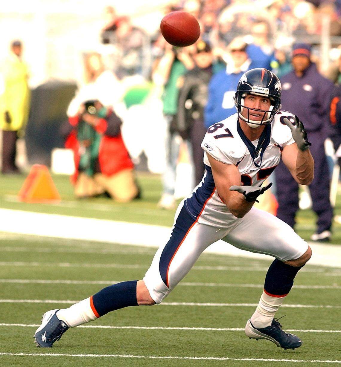 Denver wide receiver Ed McCaffrey played for 13 years in the NFL and wore fewer pads than almost any other player, according to former teammate Willie Green.