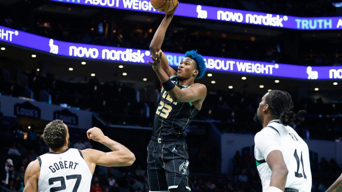 Charlotte Hornets forward Kai Jones, shown in a game agasint the Minnesota Timberwolves earlier this season, was the first player off the bench against the Miami Heat on Saturday night.