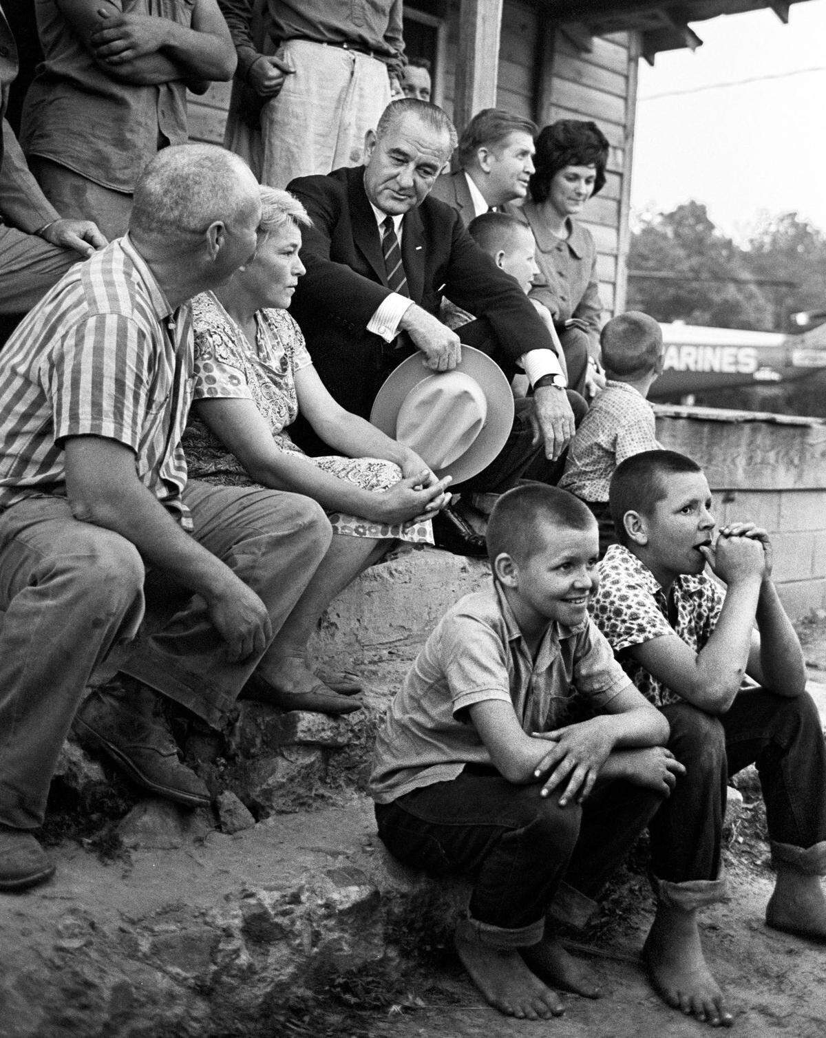 In May 1964 President Lyndon Johnson publicized his “war on poverty” with a helicopter visit to the home of tenant farmer William Marlow outside Rocky Mount. Don Sturkey was there.