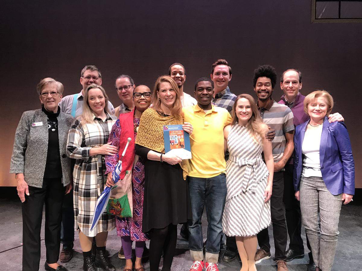N.C. First Lady Kristin Cooper (center, holding a playbill) visited Children’s Theatre of Charlotte for the world premiere of “Last Stop on Market Street,” which launched The Kindness Project. Linda Reynolds (far left) helped start the program.