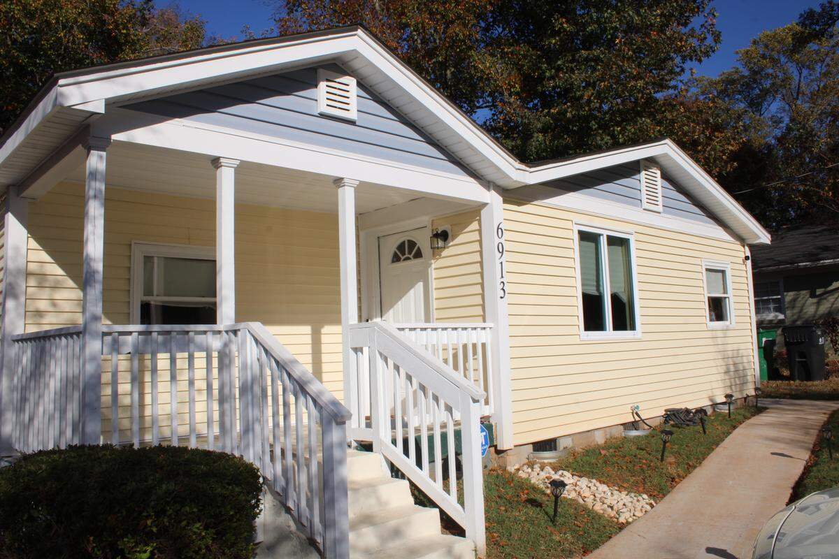A street view of the McClure home, nestled in a north Charlotte neighborhood. October 2023.